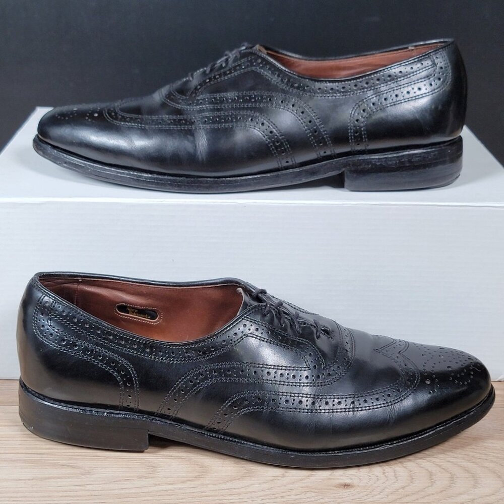 Allen Edmonds Townley Shoes Men 8 D Black Oxford Leather Wingtip Brogue USA Made